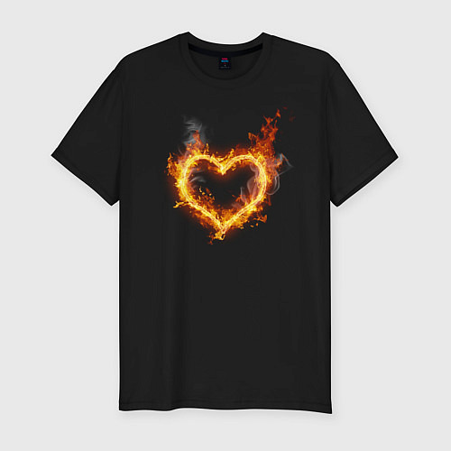 Мужская slim-футболка Мое Сердце Пылает / Черный – фото 1
