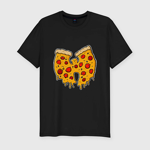 Мужская slim-футболка Wu-Tang Pizza / Черный – фото 1