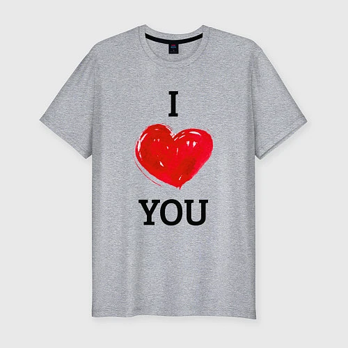 Мужская slim-футболка I LOVE YOU HEART Z / Меланж – фото 1
