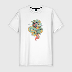 Футболка slim-fit Дракон, цвет: белый