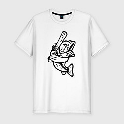 Мужская slim-футболка Рыба с битой