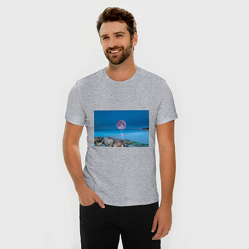 Мужская slim-футболка Лунный пляж / Меланж – фото 3
