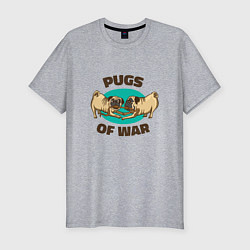 Футболка slim-fit Pugs of War - Мопсы войны, цвет: меланж