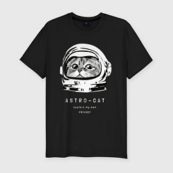 Футболка slim-fit ASTRONAUT CAT КОТ КОСМОНАВТ, цвет: черный