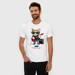 Футболка slim-fit КРУТОЙ КОТ ГИТАРИСТ, цвет: белый — фото 2