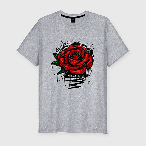 Мужская slim-футболка Красная Роза Red Rose / Меланж – фото 1