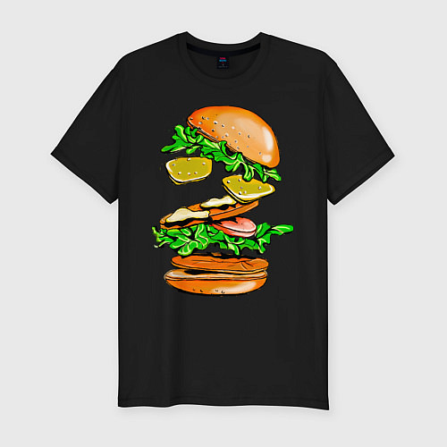 Мужская slim-футболка King Burger / Черный – фото 1