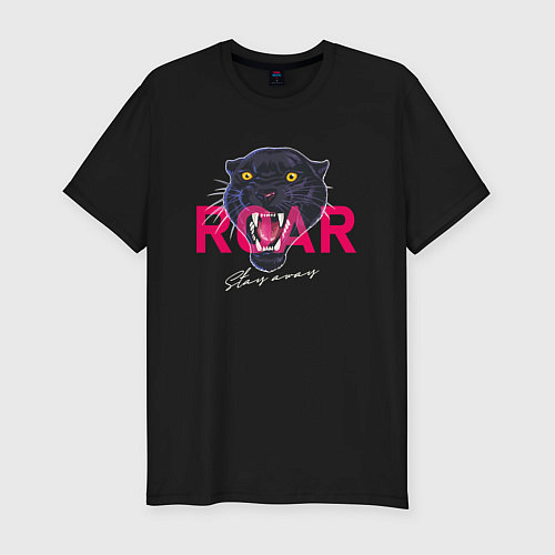 Мужская slim-футболка Пантера ROAR / Черный – фото 1