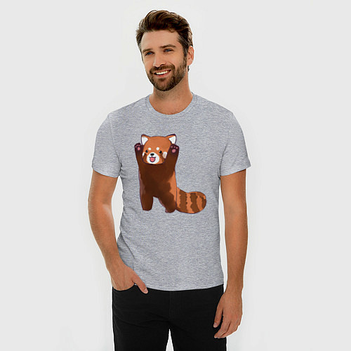 Мужская slim-футболка Нападение милой панды / Меланж – фото 3