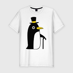 Футболка slim-fit Пингвин в шляпе, цвет: белый