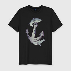 Мужская slim-футболка Sharks around the anchor
