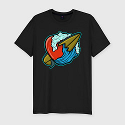 Футболка slim-fit Любовь к серфингу, цвет: черный