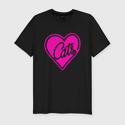 Мужская slim-футболка Love Cats / Черный – фото 1