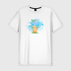 Мужская slim-футболка Осьминог в стаканчике