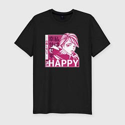 Футболка slim-fit Happy Sad Anime Girl Kanji, цвет: черный