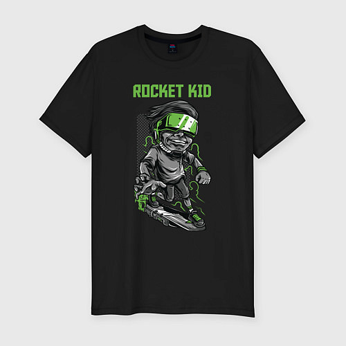 Мужская slim-футболка Rocket kid / Черный – фото 1