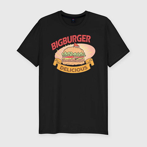 Мужская slim-футболка Delicious Burger / Черный – фото 1
