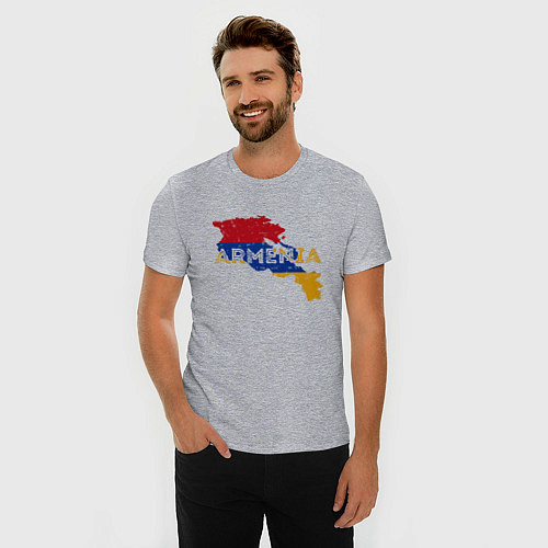 Мужская slim-футболка Armenia Map / Меланж – фото 3