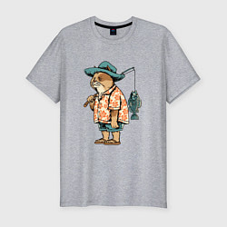 Мужская slim-футболка Кот рыбак