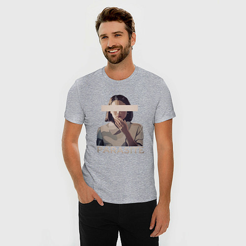 Мужская slim-футболка Cinema - Parasite / Меланж – фото 3