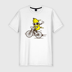 Футболка slim-fit Банан на велосипеде, цвет: белый