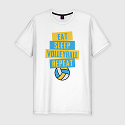 Мужская slim-футболка Еда, сон, волейбол