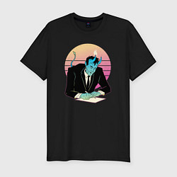 Футболка slim-fit Retrowave Demon Продажа души, цвет: черный