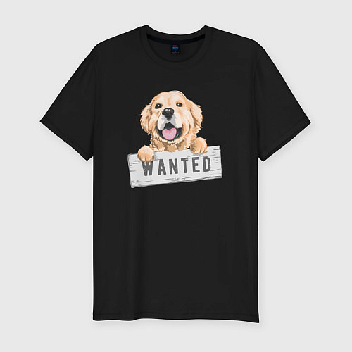 Мужская slim-футболка Dog Wanted / Черный – фото 1