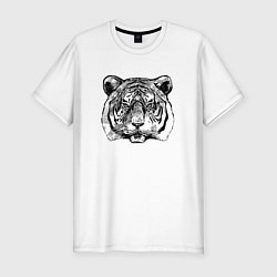 Мужская slim-футболка Тигр голова