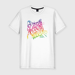 Футболка slim-fit Rainbow Cat, цвет: белый