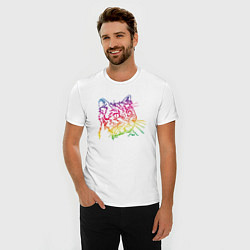 Футболка slim-fit Rainbow Cat, цвет: белый — фото 2