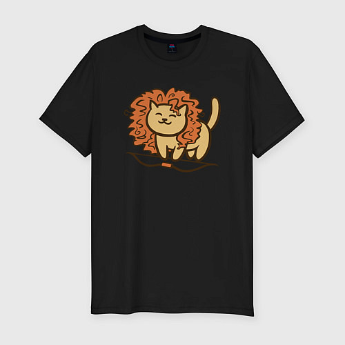 Мужская slim-футболка Cat Lion / Черный – фото 1