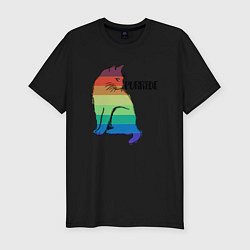 Футболка slim-fit Rainbow Cat, цвет: черный