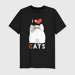 Футболка slim-fit I Love Cats, цвет: черный