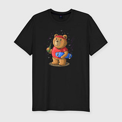 Мужская slim-футболка Газировка и медведь