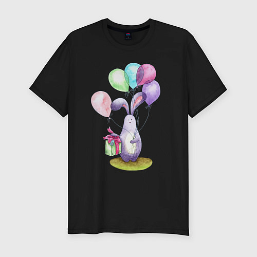 Мужская slim-футболка Зай с шариками / Черный – фото 1