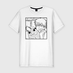 Мужская slim-футболка Человек — бензопила