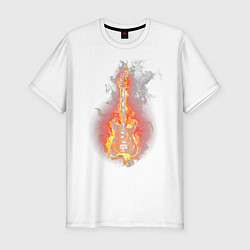 Мужская slim-футболка Огненная гитара