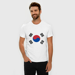 Футболка slim-fit Корея Корейский флаг, цвет: белый — фото 2