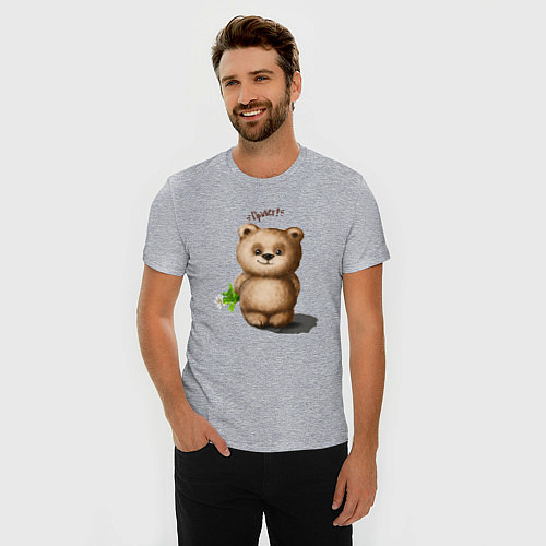 Мужская slim-футболка Медведь / Меланж – фото 3