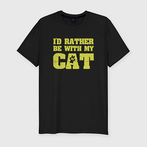Мужская slim-футболка Быть с котом / Черный – фото 1