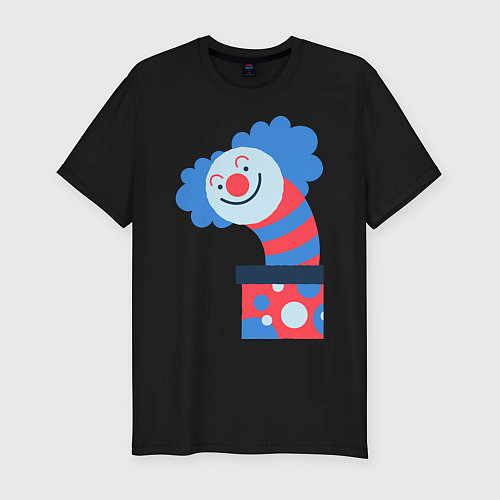 Мужская slim-футболка Жуткий клоун-сюрприз в коробке / Черный – фото 1