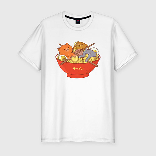 Мужская slim-футболка Вкусные котики / Белый – фото 1