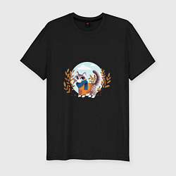 Мужская slim-футболка Осенний кот