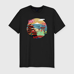Мужская slim-футболка Японский закат