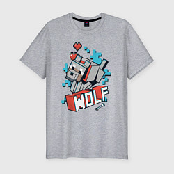Мужская slim-футболка Майнкрафт Волк, Minecraft Wolf