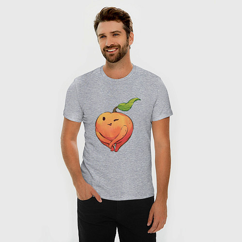 Мужская slim-футболка Милая персик / Меланж – фото 3