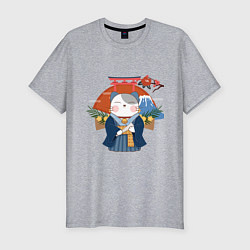 Футболка slim-fit Japan fuji lucky cat, цвет: меланж