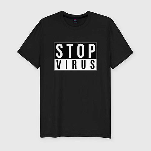 Мужская slim-футболка Stop Virus / Черный – фото 1