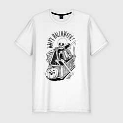 Футболка slim-fit The skeleton in the chest, цвет: белый